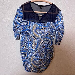 Espresso Navy and Gold Paisley Blouse